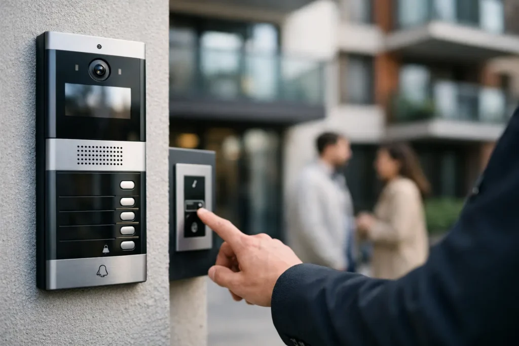 Intercomsysteem voor appartementencomplex kiezen